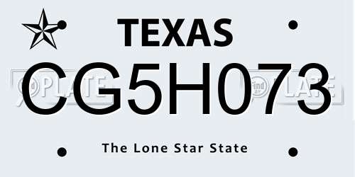 CG5H073 Texas License Plate