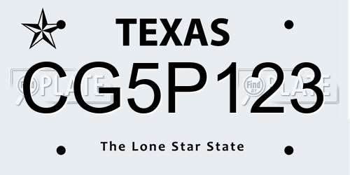 CG5P123 Texas License Plate