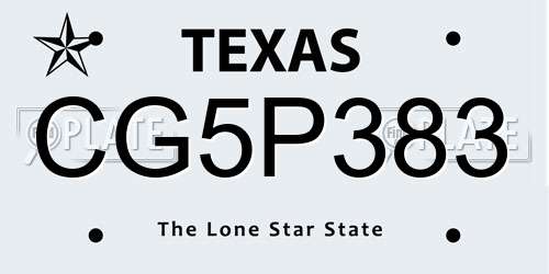 CG5P383 Texas License Plate