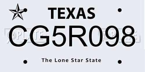 CG5R098 Texas License Plate