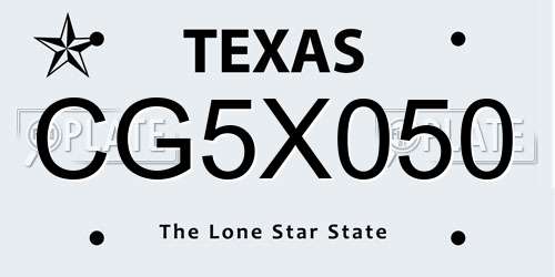 CG5X050 Texas License Plate