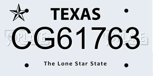 CG61763 Texas License Plate