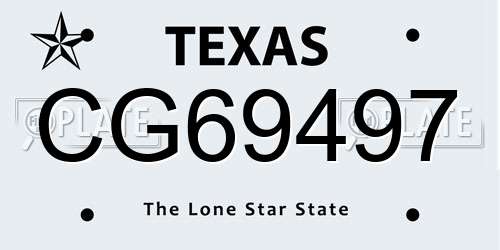 CG69497 Texas License Plate