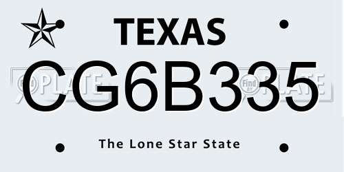 CG6B335 Texas License Plate