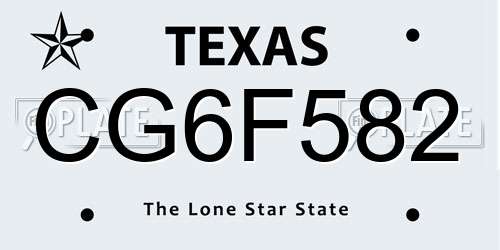 CG6F582 Texas License Plate