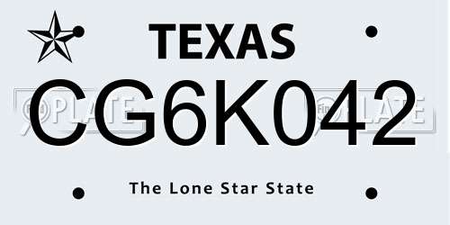 CG6K042 Texas License Plate