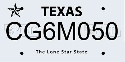 CG6M050 Texas License Plate
