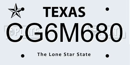 CG6M680 Texas License Plate