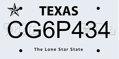 CG6P434 Texas License Plate