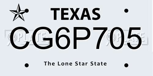 CG6P705 Texas License Plate
