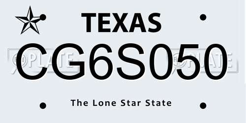 CG6S050 Texas License Plate