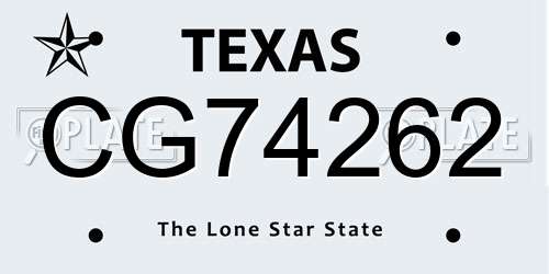 CG74262 Texas License Plate