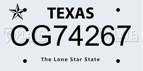 CG74267 Texas License Plate
