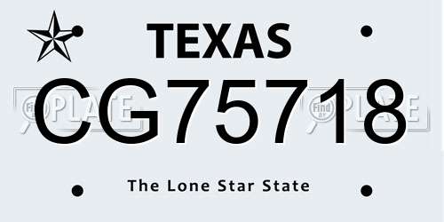 CG75718 Texas License Plate