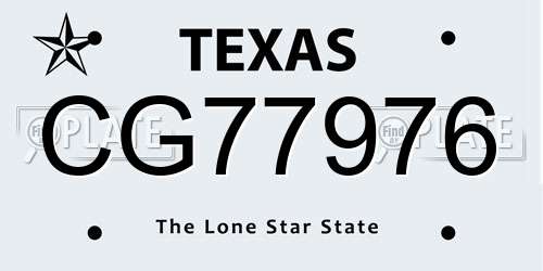 CG77976 Texas License Plate