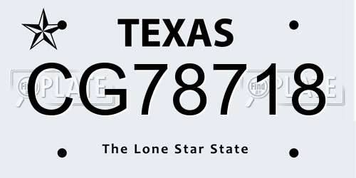 CG78718 Texas License Plate