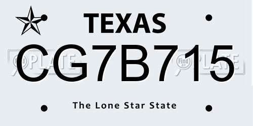 CG7B715 Texas License Plate