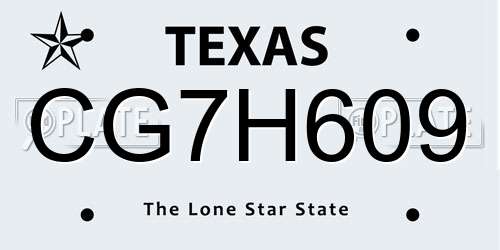 CG7H609 Texas License Plate