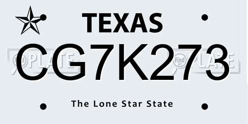 CG7K273 Texas License Plate