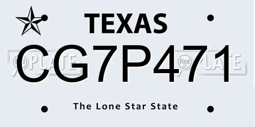 CG7P471 Texas License Plate