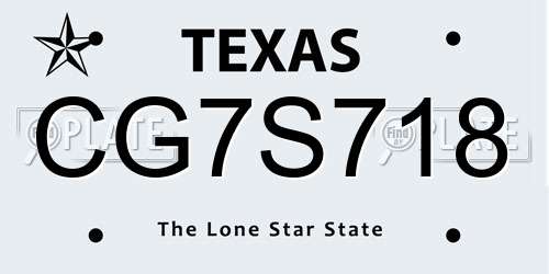 CG7S718 Texas License Plate