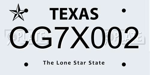 CG7X002 Texas License Plate