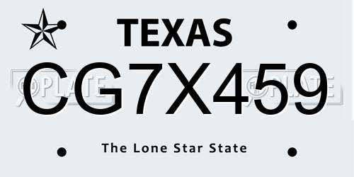 CG7X459 Texas License Plate