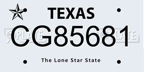 CG85681 Texas License Plate