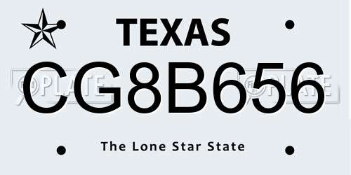 CG8B656 Texas License Plate