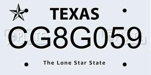 CG8G059 Texas License Plate