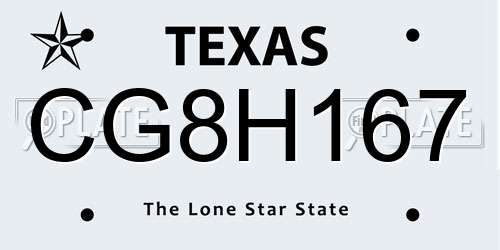 CG8H167 Texas License Plate