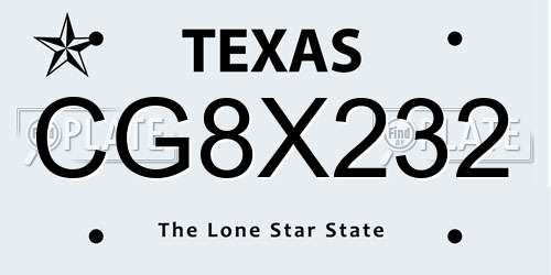 CG8X232 Texas License Plate