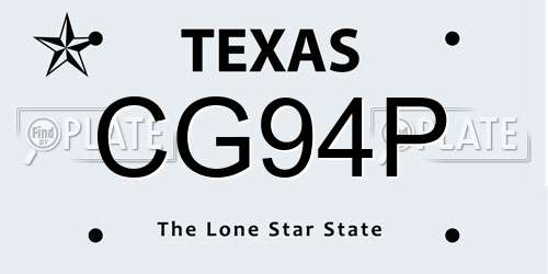 CG94P Texas License Plate