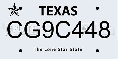 CG9C448 Texas License Plate