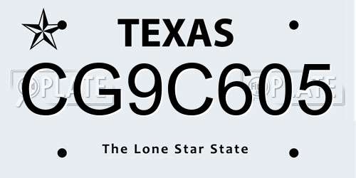 CG9C605 Texas License Plate
