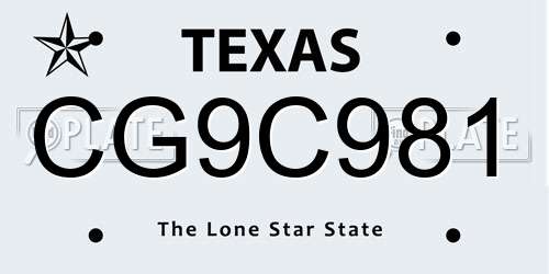 CG9C981 Texas License Plate