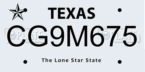 CG9M675 Texas License Plate