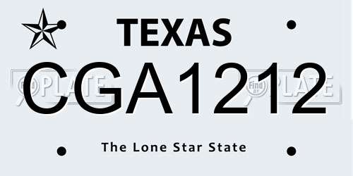 CGA1212 Texas License Plate