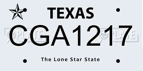 CGA1217 Texas License Plate
