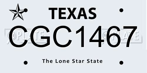 CGC1467 Texas License Plate