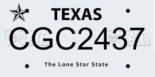 CGC2437 Texas License Plate