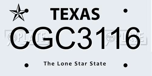 CGC3116 Texas License Plate