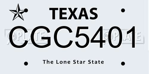 CGC5401 Texas License Plate