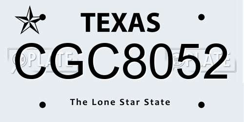 CGC8052 Texas License Plate