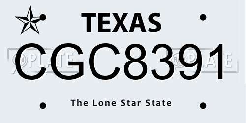 CGC8391 Texas License Plate