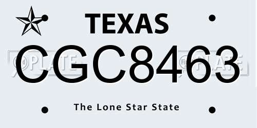 CGC8463 Texas License Plate