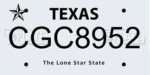 CGC8952 Texas License Plate