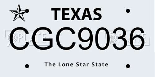 CGC9036 Texas License Plate