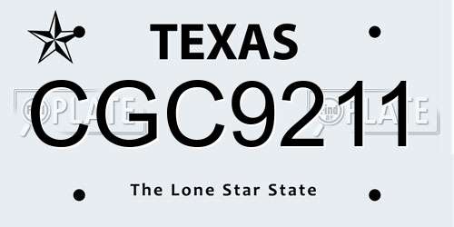 CGC9211 Texas License Plate