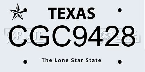 CGC9428 Texas License Plate